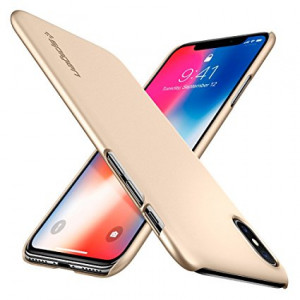 Super tunnt skal Spigen Thin Fit Case till iPhone X (2017) - Champagne Gold 057CS22111