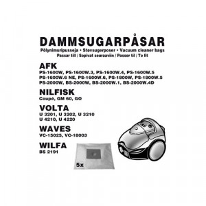 Dammsugarpåsar (5-pack) AFK / Nilfisk / Volta / Wi