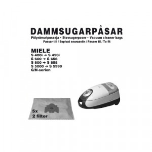 Dammsugarpåsar (5-pack) + 2 Filter - Miele