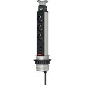 Grenuttag x 3 Tower Power för bänkskiva med 2 USB