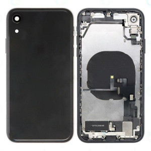 Baksida iPhone XR komplett med flexkablar Svart Skal-iXR-01-PART