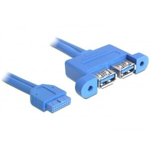 Intern USB 3.0 kabel 19-pin till 2 x USB-A vågrät 82941