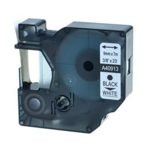DYMO D1 tejp 9mmx7m svart text på vit 40913