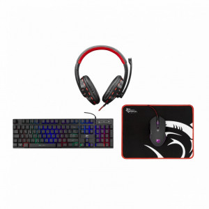 Gaming Tangentbord Mus Musmatta Headset Belgiskt GC-4104 COMANCHE-3/BE