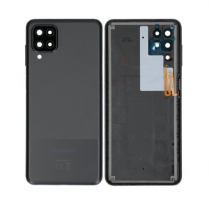 Baksida Samsung Galaxy A12 svart Original + kabel GH82-24487A Batterilucka