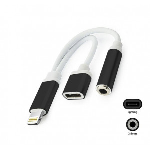 Lightning - 3.5mm + Lightning Adapter BT svart IPLH-504