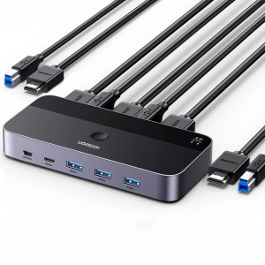 KVM-switch 2-port - HDMI, USB-A, USB-C, USB-B
