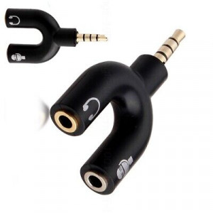Ljudsplitter 3.5mm Audio Aux splitter 2-port svart