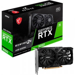 MSI GeForce RTX 3050 Ventus 2X E OC, Grafikkort, PCI Express 4, 6GB GDDR6