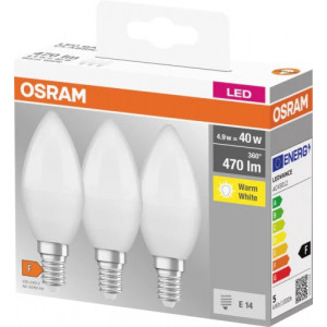 Glödlampa E14 LED 470lm 4.9W (40W) - Osram 3-pack 4099854047091