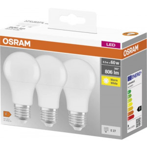 Glödlampa E27 LED 806lm 8.5W (60W) - Osram 3-pack 4099854046797