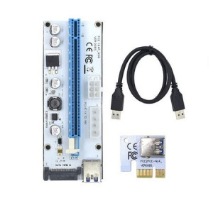 Riser kort PCI-E x1 -> x16 med USB + SATA 4-pin 101018