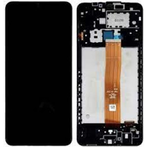 Skärm Samsung Galaxy A12 svart med ram Original GH82-26485A
