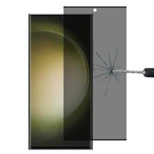 Privacy Glasskydd för Samsung Galaxy S23 Ultra 5G. Ultratunnt 3D Sekretess Härdat glas med böjda kanter och har stöd för fingerprint