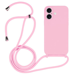 Skal iPhone 16 - Halsband Liquid Silicone Rosa+D43