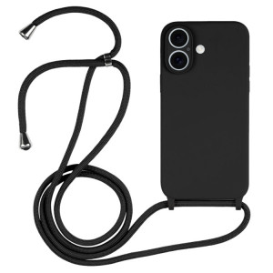 Skal iPhone 16 - Halsband Liquid Silicone Svart