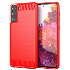 Skal Samsung Galaxy S21+ - Kolfiber Borstad Röd 102101