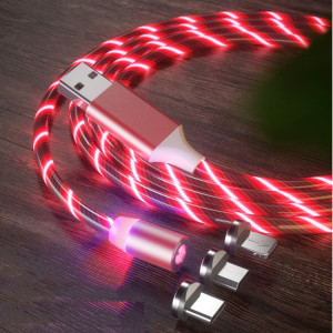 Magnetisk laddkabel 3-i-1 2m Röd LED 2m