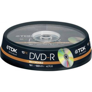 TDK DVD-R 4,7GB 16x 10-pack Spindel DVD-R47CBED10
