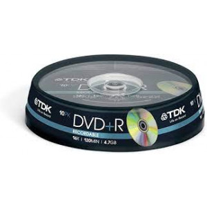 TDK DVD+R 4.7GB 16X 10PK Cakebox 4,7 GB 10 styck