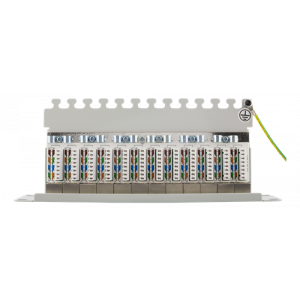 10" patchpanel, 12xRJ45, Cat6a, STP, 10Gbps, metall, grå 10-PATCH14