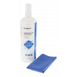 Rengöringsspray för kontorsytor, plast, mus, tangentbord, skrivare, 250ml Kit med Mikrofiberduk