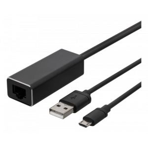 Ethernet adapter för casting-enheter, 1m, 100 Mbps, USB-A + USB Micro B, svart