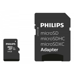 microSD - 64GB Philips 80Mb/s + Adapter