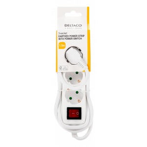 Grenuttag x 3 brytare 1.5m vit GT-0350