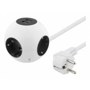 Grenuttag x 4 Kulform med 2 x USB-uttag 1.4m