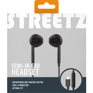Mobilheadset Semi In-Ear Hörlurar USB-C Svart