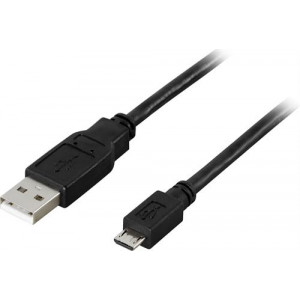 Micro USB - USB-A kabel 0.5m Svart.
