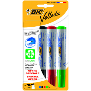 Whiteboard Penna Rund Spets Bic 1701 Färger 4-pack