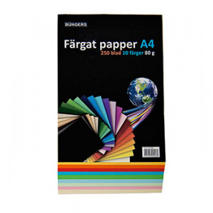 Papper - Färgat papper A4 80g sorterat 250-pack