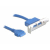 DeLOCK USB 3.0 19-pin - 2 x USB 3.0-A 0.4m USB A Hane Hona Blå USB-kablar