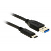 DeLOCK 0.5m USB3.1-C/USB3.1-A USB-kablar 0,5 m USB A USB C Hane Svart