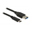 DeLOCK 1m USB3.1-C/USB3.1-A USB-kablar USB A USB C Hane Svart