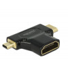 DeLOCK HDMI-A/HDMI Mini-C+ Micro-D, F/M+M Mini-HDMI + Micro-HDMI Svart
