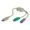 PS/2 hona till USB A hane aktiv adapter för mus och tangentbord
