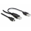 DeLOCK 2x USB2.0-A male / USB mini 5-pin USB-kablar 1 m USB A Mini-USB B Svart