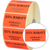 Etikett 50x30mm fluor röd, 25 % Rabatt avdrages i