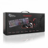 Gaming Kit 4 i 1 med spelmus, spelmusmatta med sydda kanter och on-ear headset. Belgiskt tangentbord ingår.