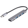 USB-C USB-A Hubb 3-port med minneskortläsare