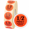 Rund 29 mm, ½ priset avdrages i kassan, röd fluor