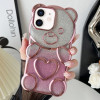 Skal iPhone 12 - Nalle med Hjärta och Glitter Rosa 102460