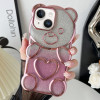 Skal iPhone 13 / 14 - Nalle Hjärta Glitter Rosa 102461