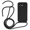Skal iPhone 16 - Halsband Liquid Silicone Svart