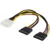 Strömkabel 4 pin Molex - SATA x 2 (ha-ho) vinklad SATA-S3V