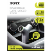 USB-billaddare i bilen med 2st USB portar och inbyggd powerbank