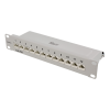 DELTACO 10" patchpanel, 12xRJ45, Cat6a, STP, 10Gbps, metall, grå 10-PATCH14